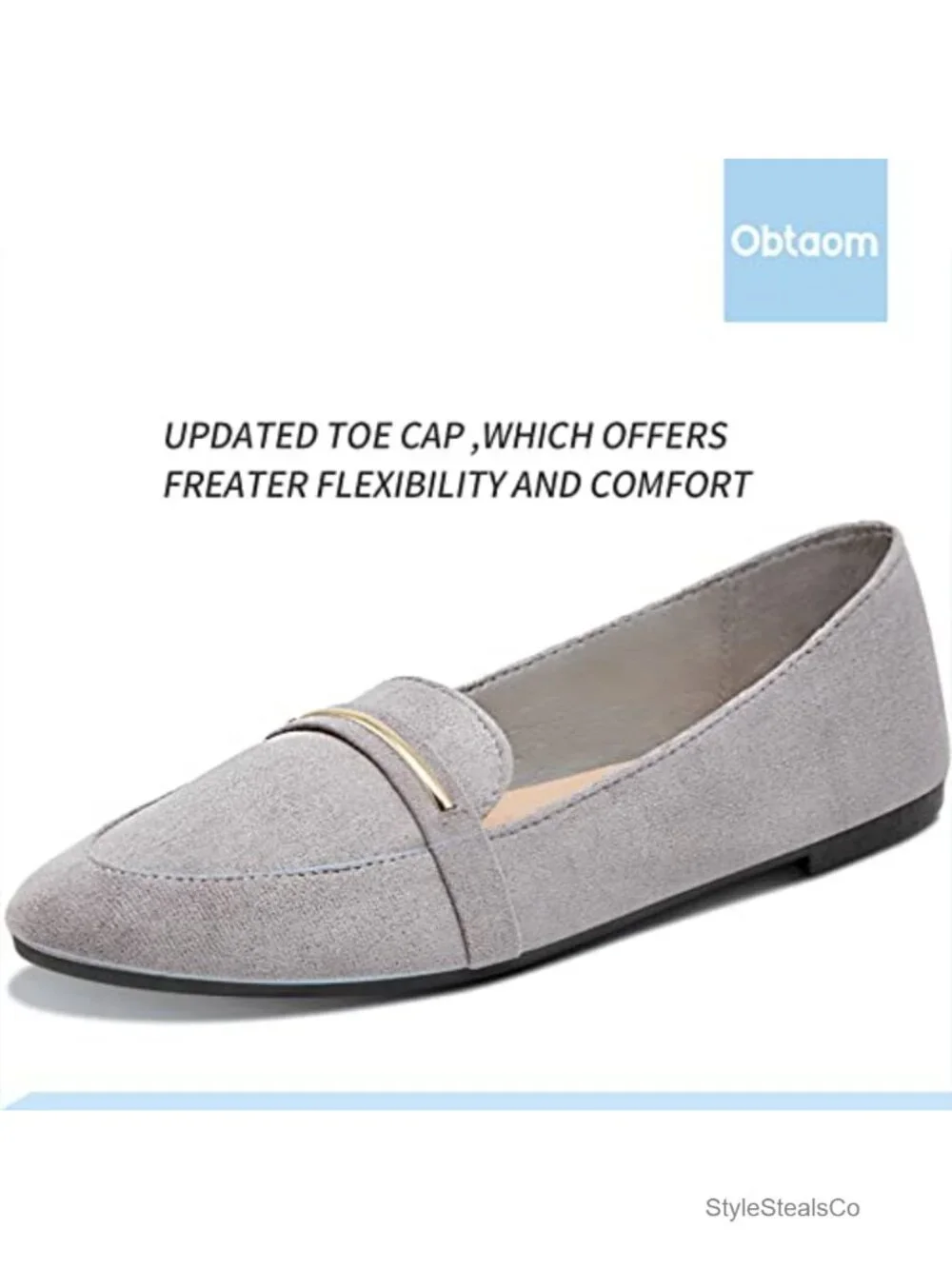 Pointy Toe Loafer Flat Faux Suede Slip On Penny Work Ballet Flat